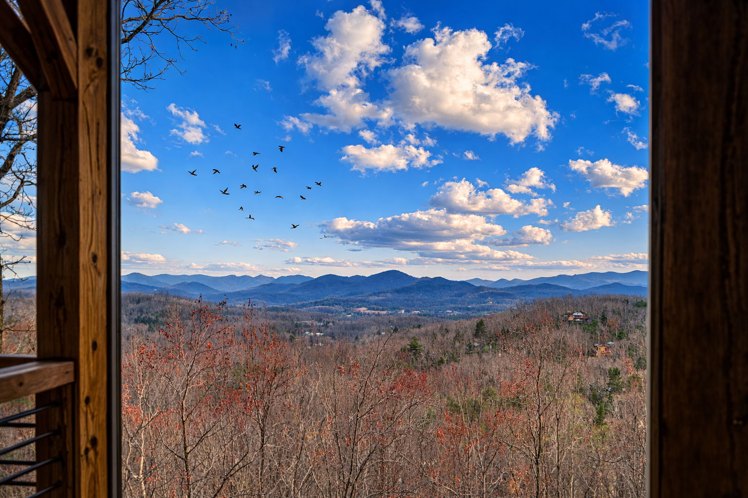 Panoramic Blue Ridge Mountain view with rolling peaks